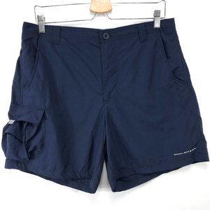 Columbia Cargo Shorts Women Size M 6 Navy Blue Pockets Nylon Lightweight Fishing
